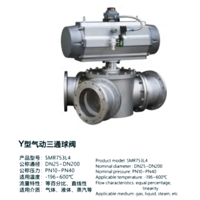 Y型气动三通球阀-SMR753L4